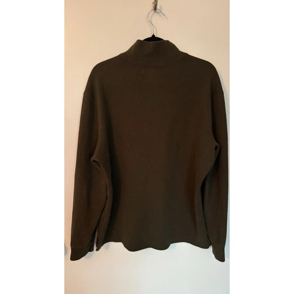VTG 90s Polo Ralph Lauren Mens Sz L Olive Green Knit 1/4 Zip Sweater Purple Pony